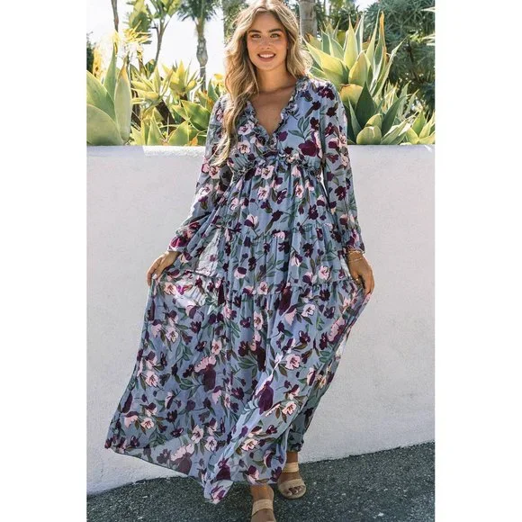 Wild Lotus Ruffle Tiered Maxi Dress - Picture 5 of 16